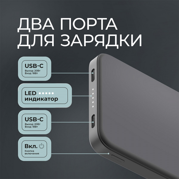 внешний акб nrg turbo s 10000 mah, 20вт