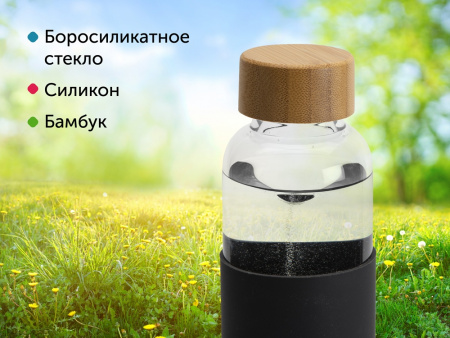 стеклянная бутылка для воды в силиконовом чехле «refine»