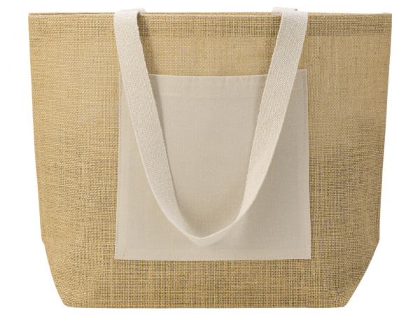 сумка jute джутовая с широким дном и карманом
