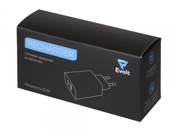 сетевое зарядное устройство c выходами usb-a и usb-c «recharger», 10 вт