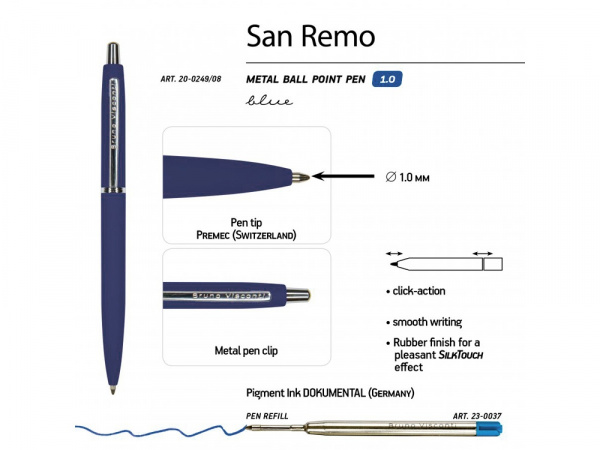 ручка металлическая шариковая «san remo», софт тач