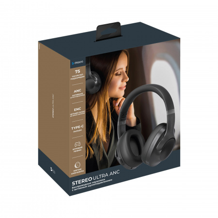 беспроводные накладные наушники stereo ultra anc, bt 5.4, anc/enc, 500мач
