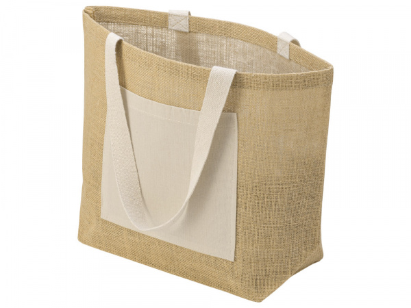 сумка jute джутовая с широким дном и карманом